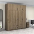 Victoria Megapap four doors melamine wardrobe with cabinet in walnut color 200x60x240cm.