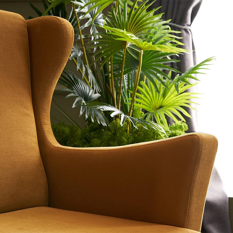 Lola Megapap velvet armchair in gold color 77x70x92cm.