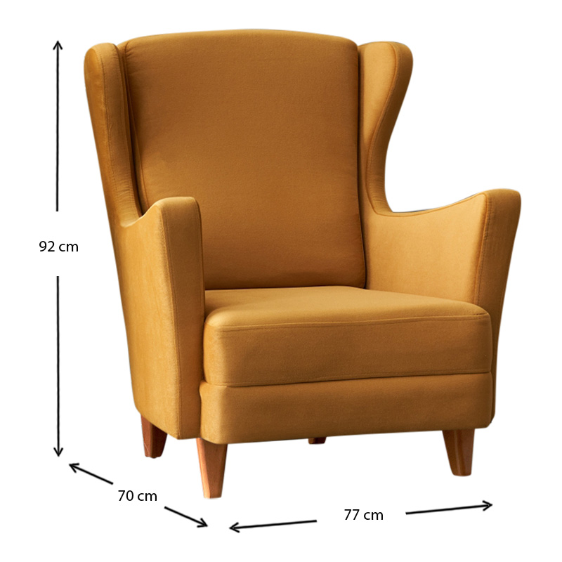Lola Megapap velvet armchair in gold color 77x70x92cm.