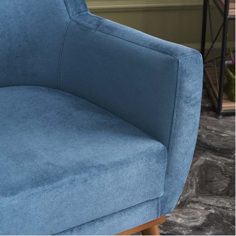 Gonca Megapap velvet armchair in blue color 71x75x87cm.