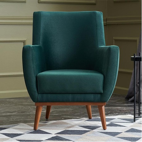 Gonca Megapap velvet armchair in dark green color 71x75x87cm.