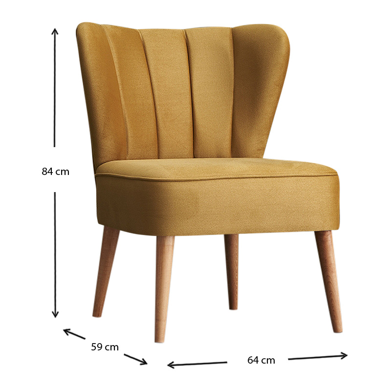 Layla Megapap fabric chair in gold color 64x59x84cm.