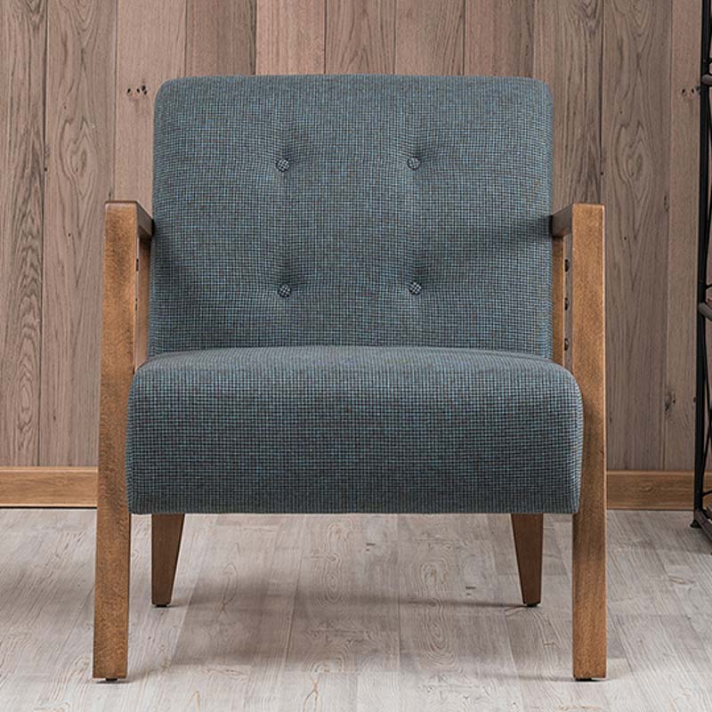 Kemer Megapap fabric armchair in blue - brown color 67x76x78cm.