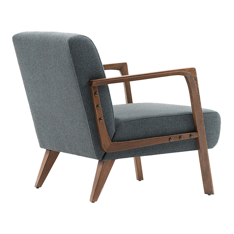 Kemer Megapap fabric armchair in blue - brown color 67x76x78cm.
