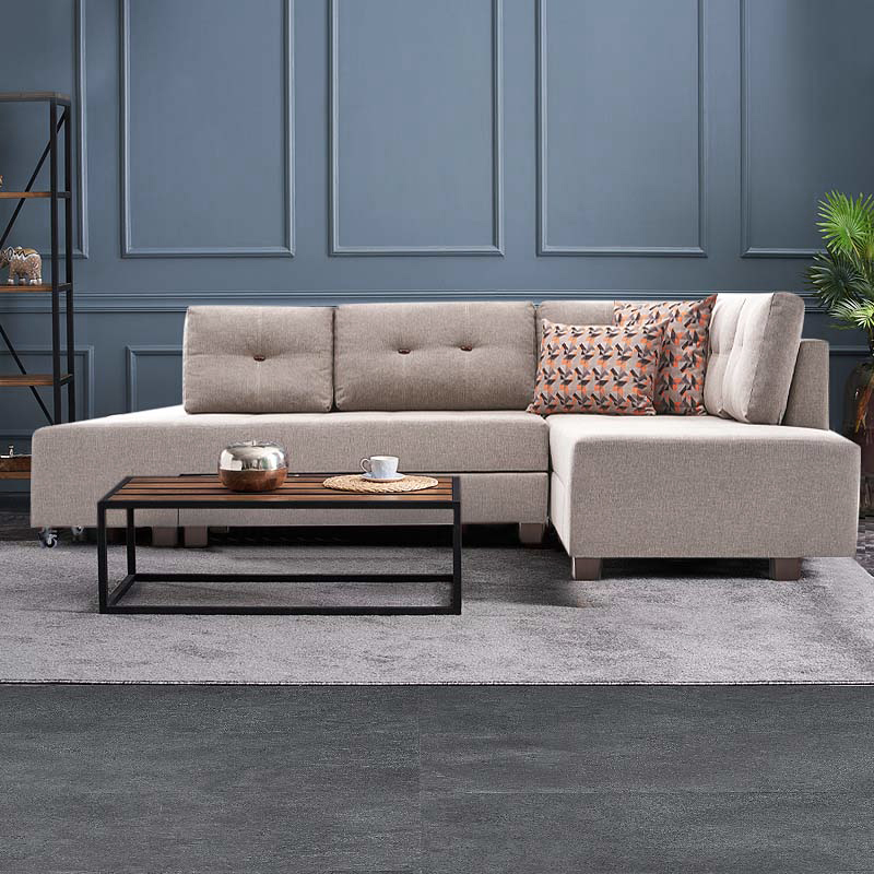 Manama Megapap fabric right corner sofa in cream color 280x206x85cm.