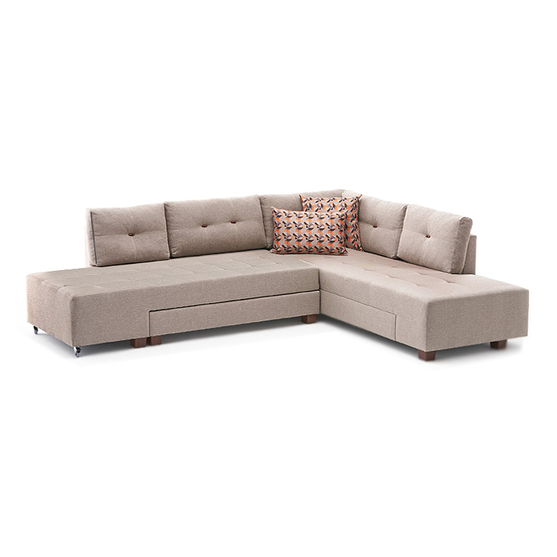 Manama Megapap fabric right corner sofa in cream color 280x206x85cm.