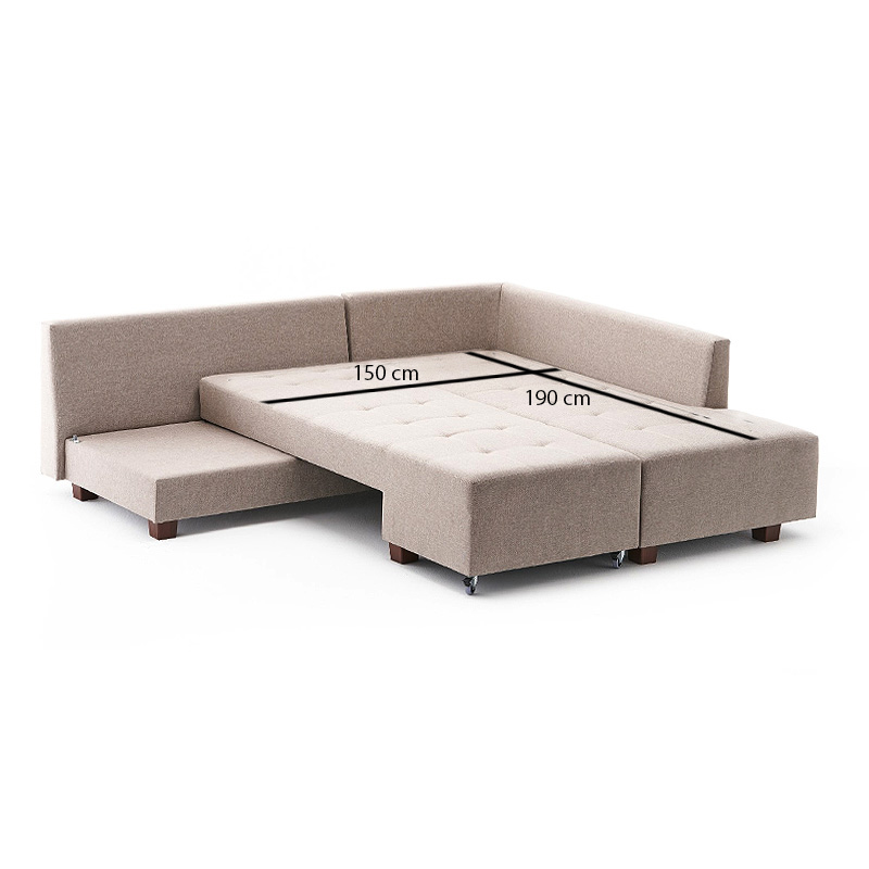 Manama Megapap fabric right corner sofa in cream color 280x206x85cm.