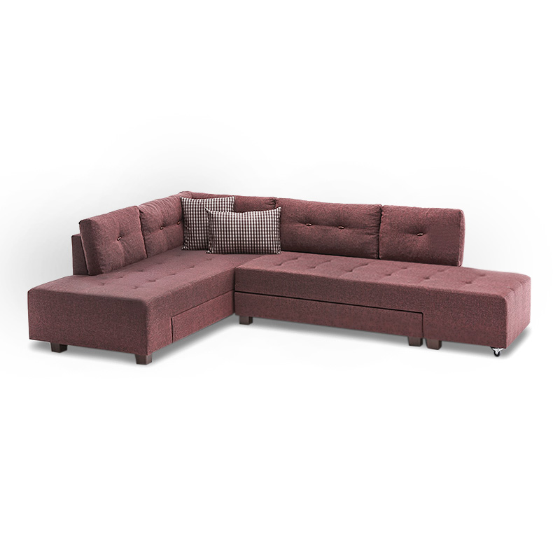 Manama Megapap fabric left corner sofa in claret red color 280x206x85cm.