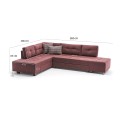 Manama Megapap fabric left corner sofa in claret red color 280x206x85cm.