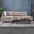 Manama Megapap fabric left corner sofa in cream color 280x206x85cm.