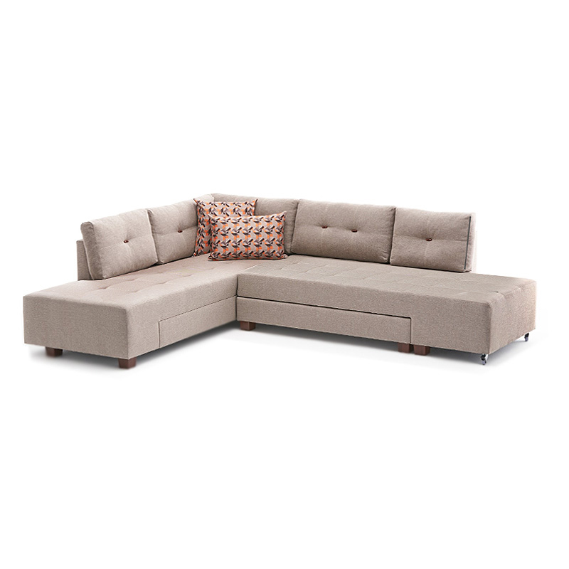 Manama Megapap fabric left corner sofa in cream color 280x206x85cm.