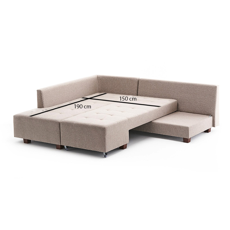 Manama Megapap fabric left corner sofa in cream color 280x206x85cm.