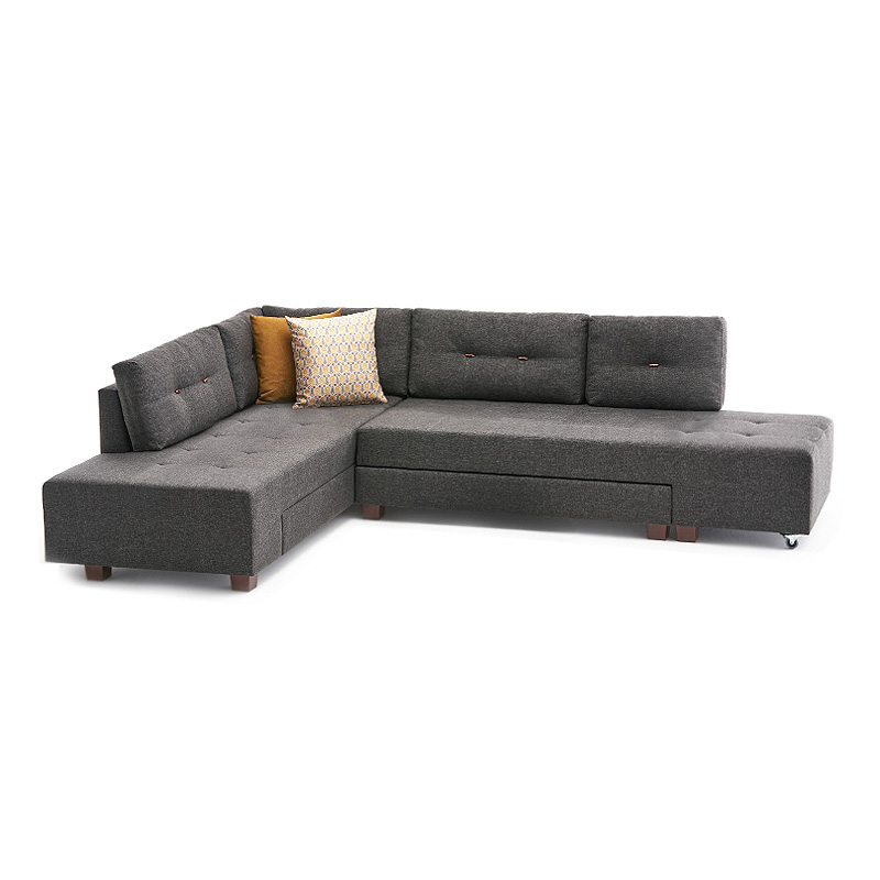 Manama Megapap fabric left corner sofa in antracite color 280x206x85cm.