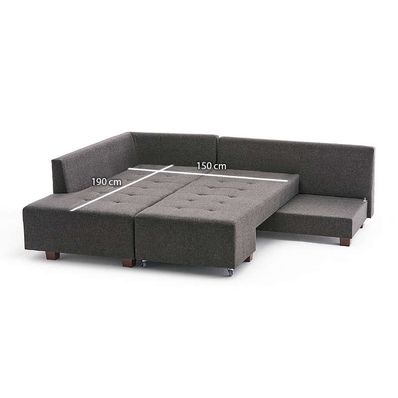 Manama Megapap fabric left corner sofa in antracite color 280x206x85cm.