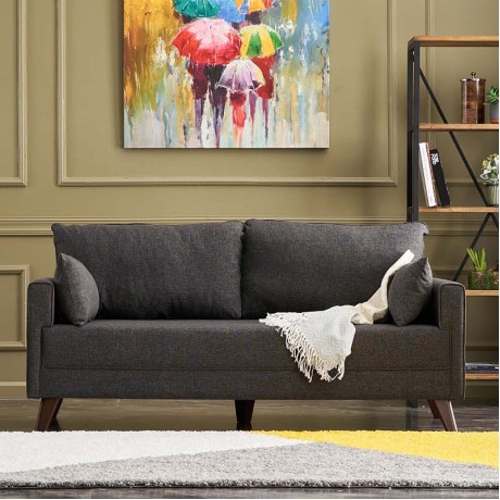 Bella Megapap fabric sofa two - seater in anthracite color 177x81x85cm.