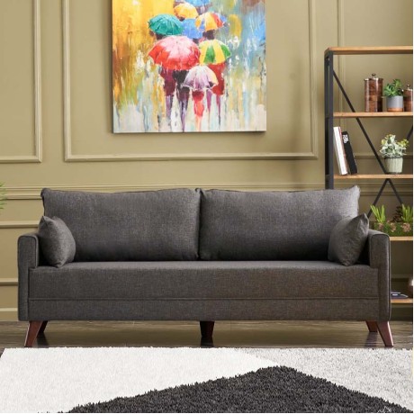 Bella Megapap fabric sofa three - seater in anthracite color 208x81x85cm.