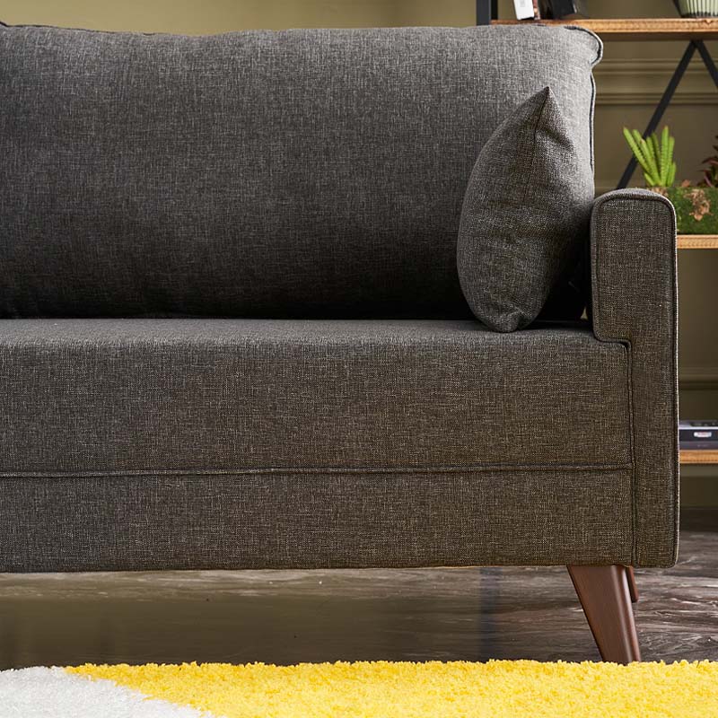 Bella Megapap fabric sofa three - seater in anthracite color 208x81x85cm.