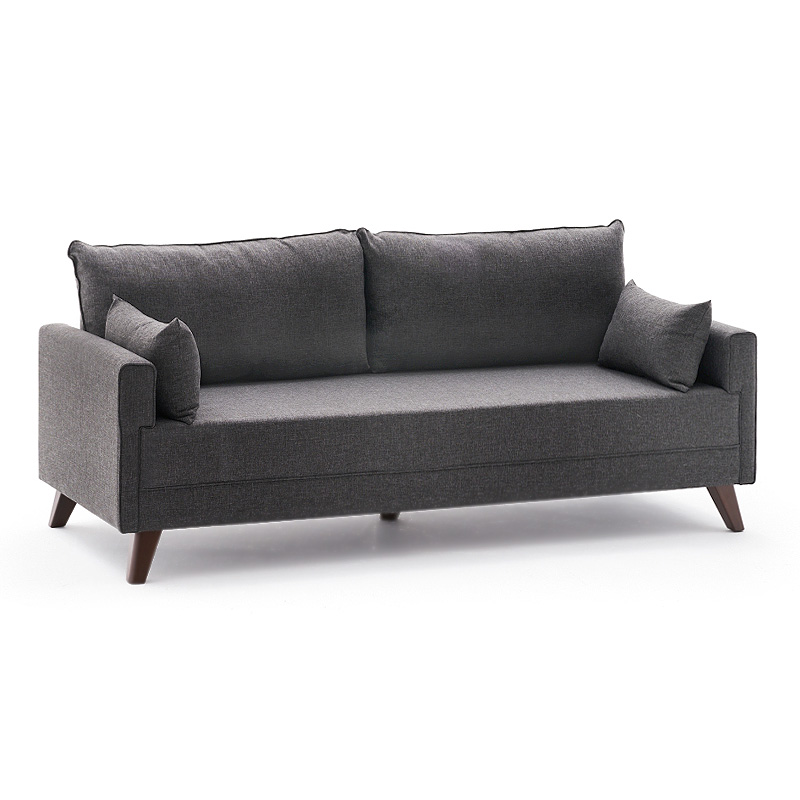 Bella Megapap fabric sofa three - seater in anthracite color 208x81x85cm.