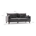 Bella Megapap fabric sofa three - seater in anthracite color 208x81x85cm.