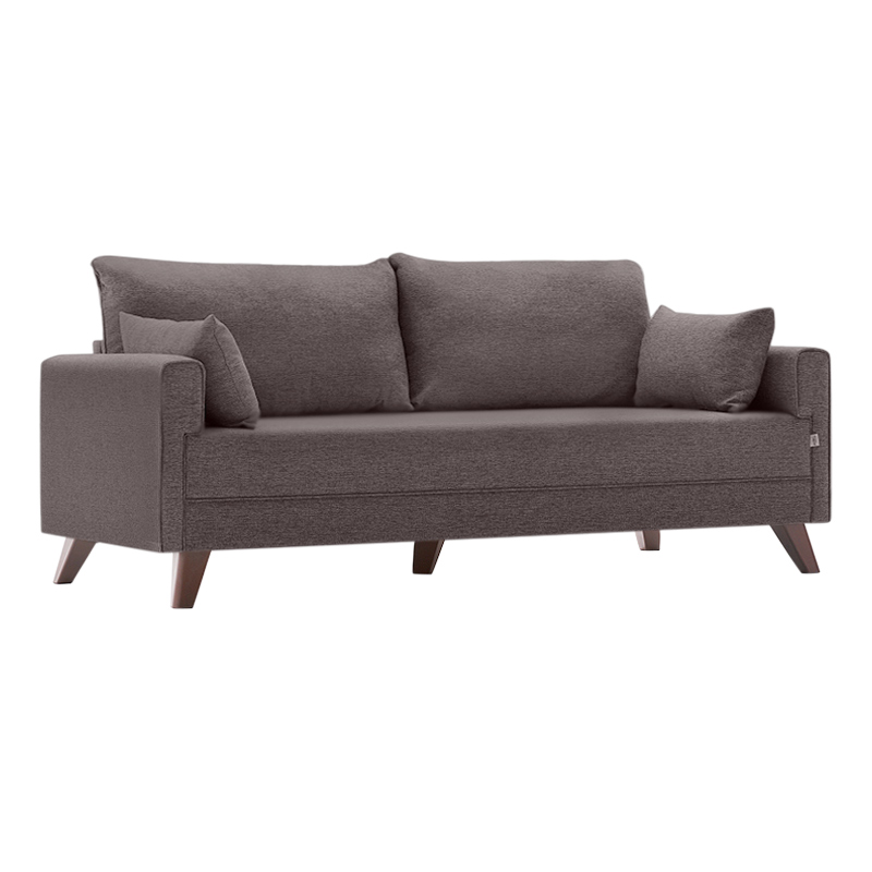 Bella Megapap fabric sofa three - seater in brown color 208x81x85cm.