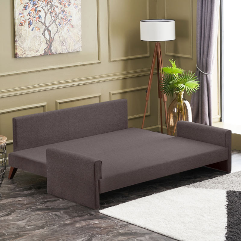 Bella Megapap fabric sofa bed three - seater in brown color 208x81x85cm.