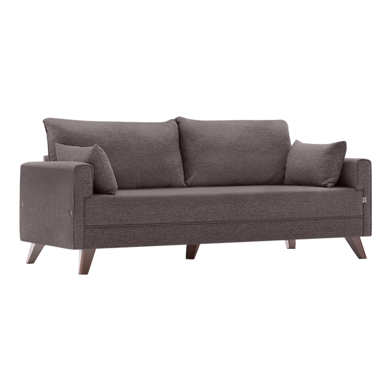 Bella Megapap fabric sofa bed three - seater in brown color 208x81x85cm.
