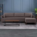 Bella Megapap fabric right corner sofa in brown color 275x165x85cm.