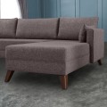 Bella Megapap fabric right corner sofa in brown color 275x165x85cm.