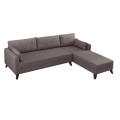 Bella Megapap fabric right corner sofa in brown color 275x165x85cm.