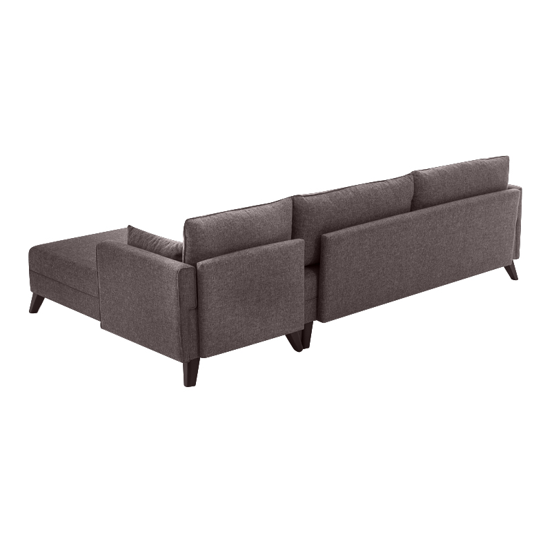 Bella Megapap fabric right corner sofa in brown color 275x165x85cm.