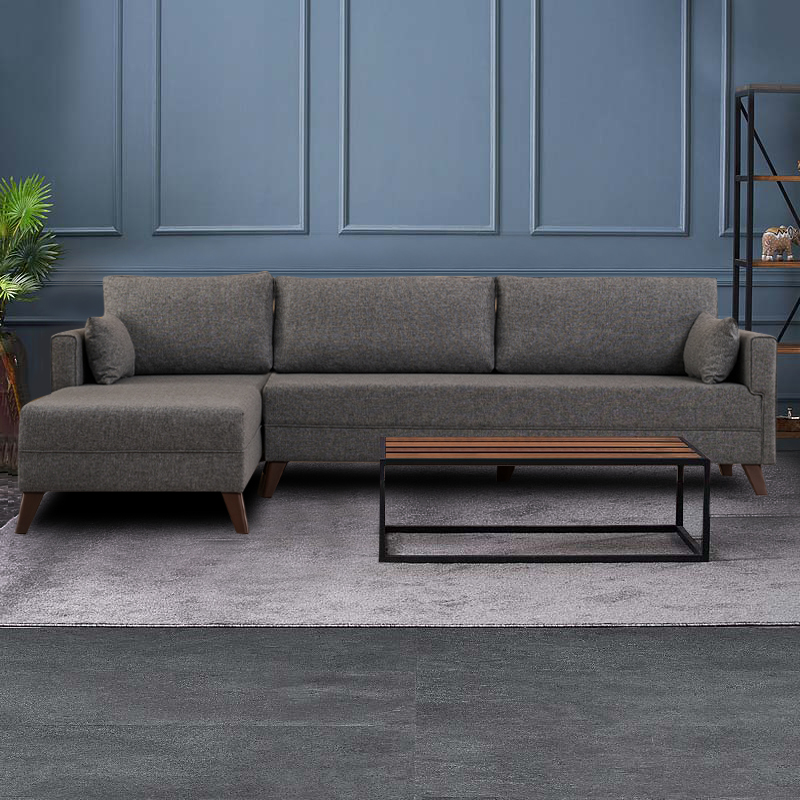 Bella Megapap fabric left corner sofa in anthracite color 275x165x85cm.
