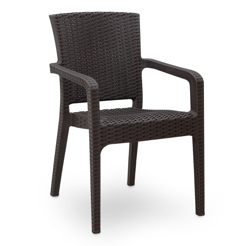 Garden dining set Callan Megapap 5pcs polypropylene table 140x70 - armchair recycled in brown color