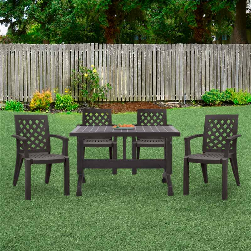 Garden dining set Callan Megapap 5pcs polypropylene table 140x70 - armchair in brown color