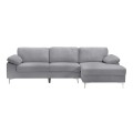 ALEX Corner Sofa Fabric Grey Velure (Left Sitting Chaise)