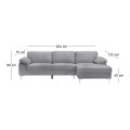 ALEX Corner Sofa Fabric Grey Velure (Left Sitting Chaise)