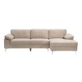 ALEX Corner Sofa Fabric Beige Velure (Left Sitting Chaise)