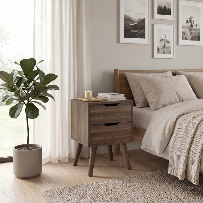 ALINA Bedside 29x29x44 Walnut