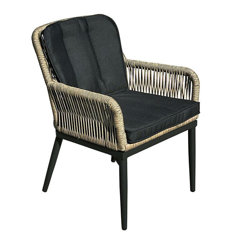 ALLEY Armchair Alu Anthracite/Wicker Natural/Cushions Anthracite