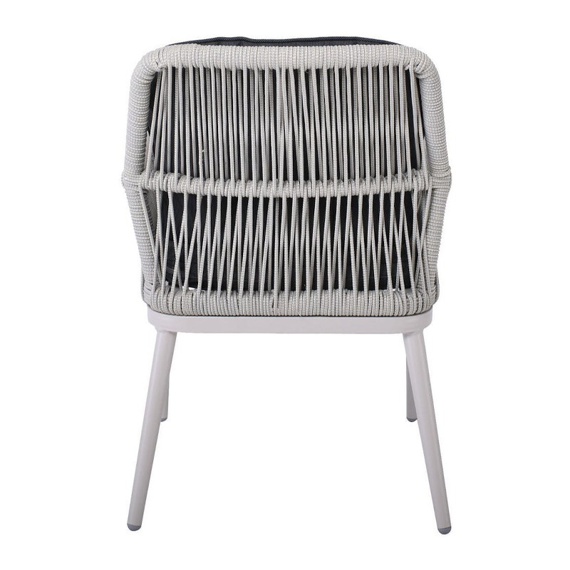 ALLEY Πολυθρόνα Τραπεζαρίας Κήπου ALU, Rope Grey 6mm, Μαξιλάρια Ανθρακί