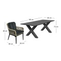 ALLEY Set Alu Table 180x94+6 Armchairs Anthracite/Wicker Natural