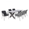 ALLEY Set Alu Table 180x94+6 Armchairs Grey/Cushion Anthracite