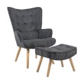 ALMA Set Armchair & Stool Natural / Corduroy Grey (K/D)