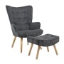 ALMA Set Armchair & Stool Natural / Corduroy Grey (K/D)