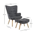 ALMA Set Armchair & Stool Natural / Corduroy Grey (K/D)
