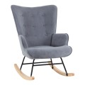 ALMA Rocking Πολυθρόνα Μπερζέρα Καθιστικού-Ύφασμα Velure Γκρι-Βάση Μαύρο-Φυσικό