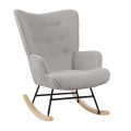 ALMA Rocking Armchair Teddy Light Grey Fabric/Black Frame/Natural Base (K/D)
