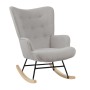 ALMA Rocking Armchair Teddy Light Grey Fabric/Black Frame/Natural Base (K/D)
