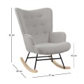 ALMA Rocking Armchair Teddy Light Grey Fabric/Black Frame/Natural Base (K/D)