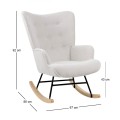 Πολυθρόνα κουνιστή - Μπερζέρα Alma ύφασμα teddy χρώμα λευκό - φυσικό πόδι 67x86x92εκ.