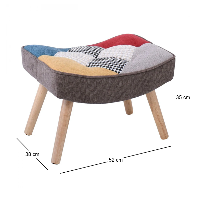 ALMA Stool Natural / Patchwork Fabric (K/D)